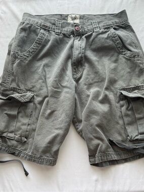 Hawk’s Bay Men's Cargo Shorts 100% Cotton 34 Green/Gray